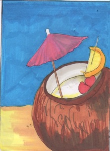 paper umbrella coconut